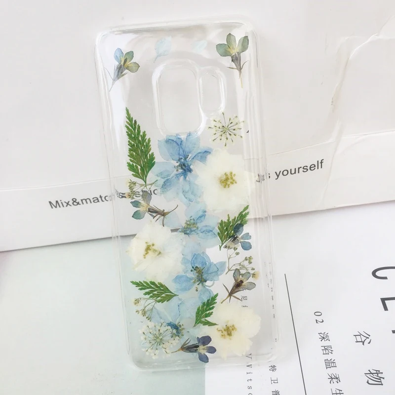 Tfshining живыми цветами чехол для телефона для samsung Galaxy S8 S9 плюс S10 Plus Note 9 8 ручной высушенный цветочный прессованные прозрачный чехол из ТПУ