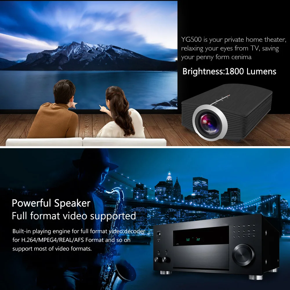 ThundeaL YG500 YG510 Gm80a мини-проектор 1800 Люмен светодиодный ЖК-дисплей VGA HDMI AC3 проектор Поддержка 1080P YG500A 3D портативный проектор