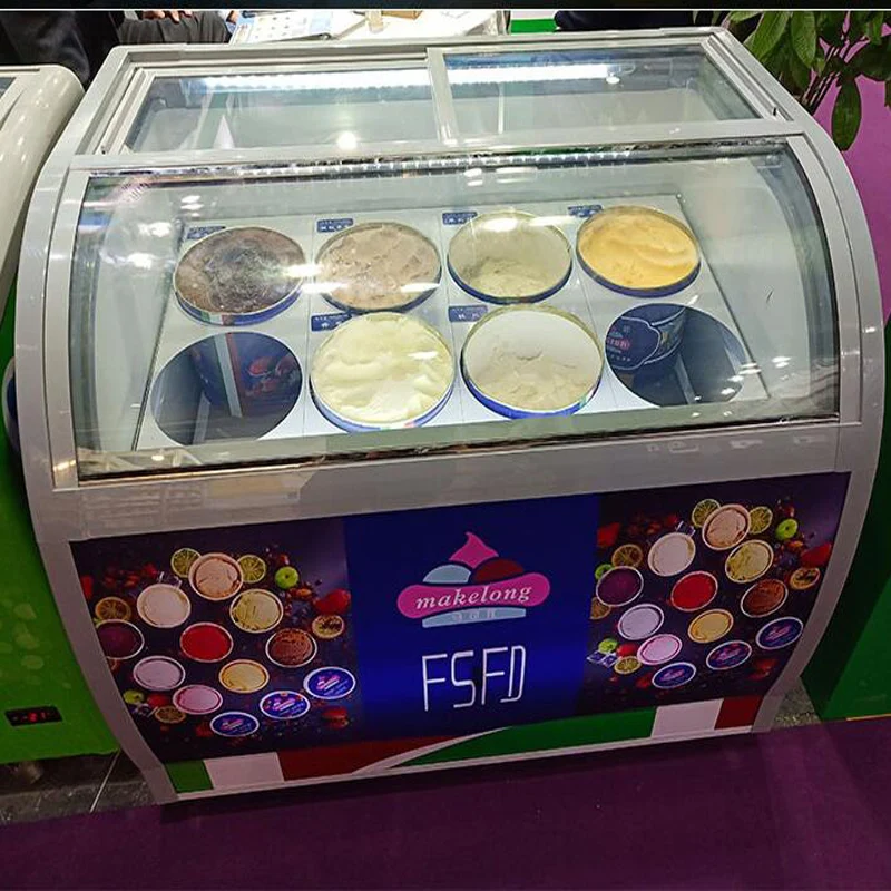 

large Capacity Popsicle Showcase Commercial Ice Porridge Freezer 6 Round Barrels Ice Cream Display Cabinet