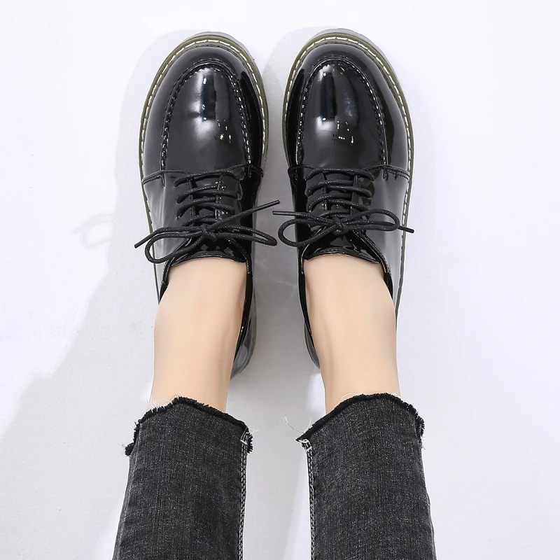 O16U/Осенняя женская обувь на плоской подошве женские кожаные кроссовки платформе