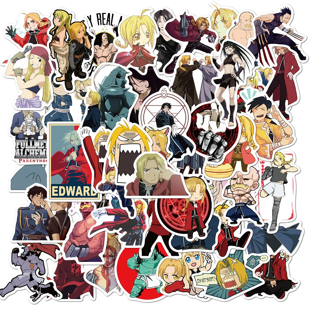 

50Pcs Fullmetal Alchemist Stickers Graffiti Japen Anime Sticker Backpack Diy Cartoon Waterproof Decals Child Toy Christmas Gifts