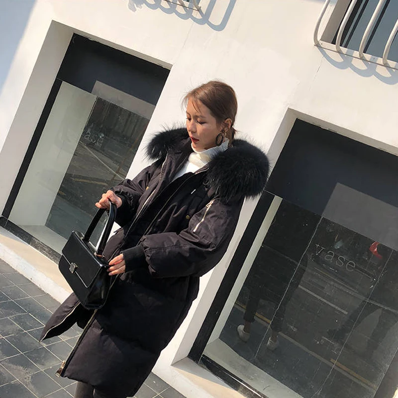 

Bella Philosophy 2019 Autumn Solid Long Down Coats Plus Size Ladies Casual Hooded Warm Korean Parkas Outwear Female Loose Coats