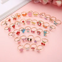 cute cartoon kids rings kawaii korean children girls flower alloy finger ring child jewelry gift adjustable rings gothic