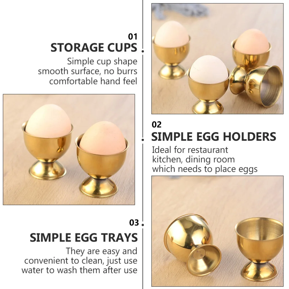 

6Pcs Creative Boiled Egg Cups Stainless Steel Egg Cups Holders Kitchen Tool