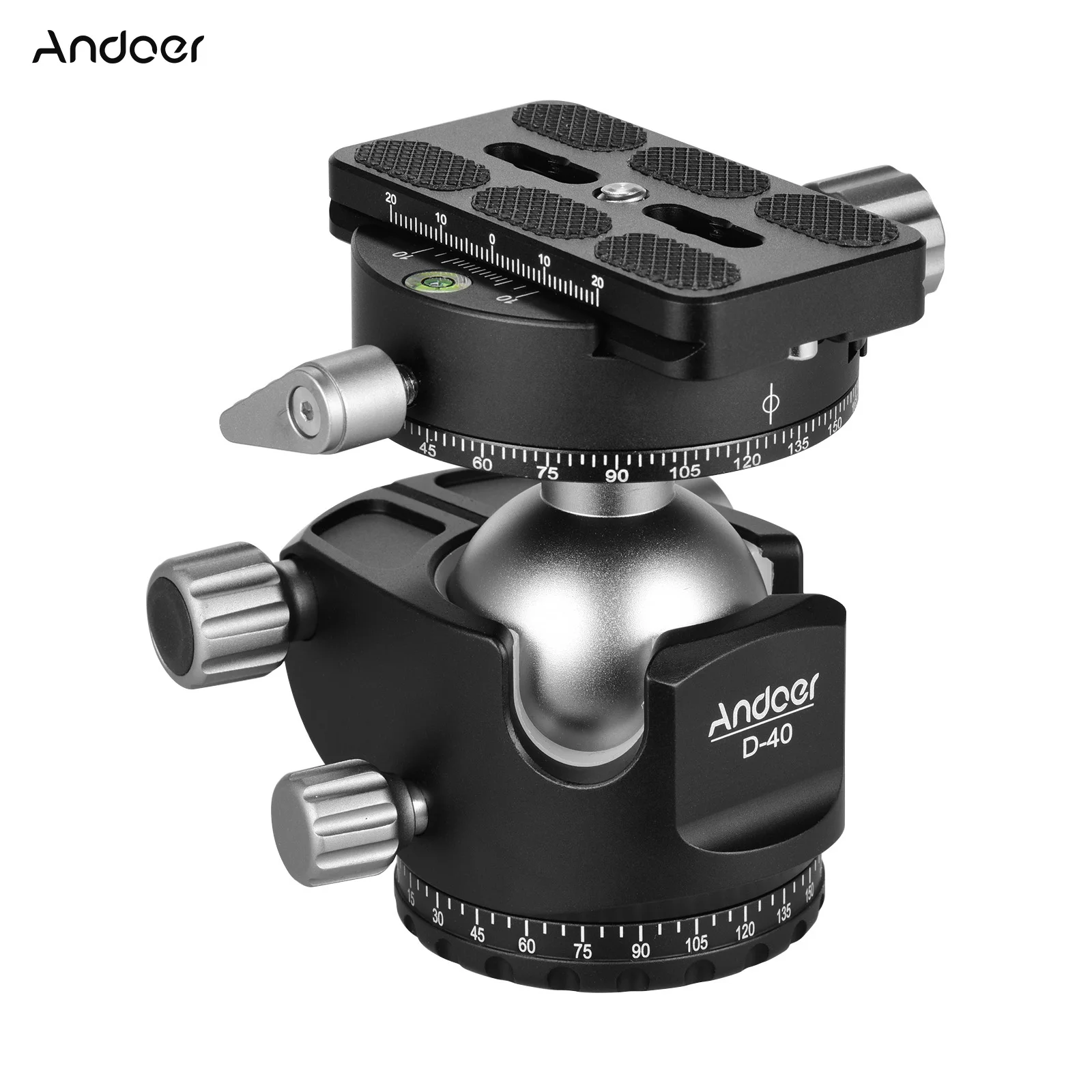 

Andoer D-40 PRO двойная панорамная головка с ЧПУ шаровая Головка из алюминиевого сплава поддержка тонкой настройки для штатива монопод DSLR камеры ...