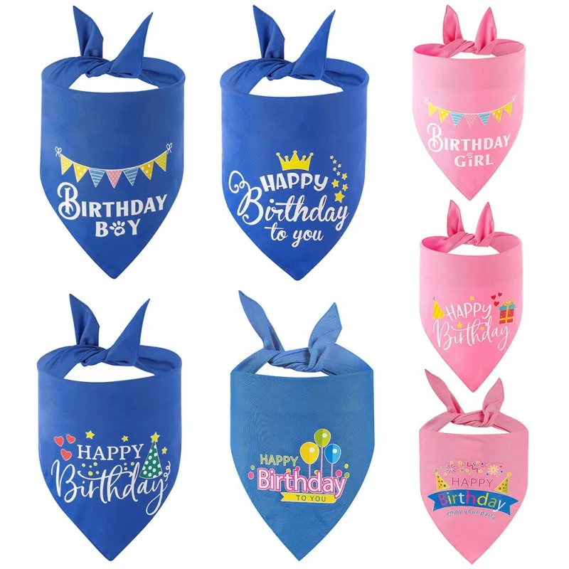 

Cat Dog Birthday Letter Printed Triangular Bandana Bibs Pet Neckerchief Adjustable Saliva Towel 7 Styles Puppy Pet Supplies