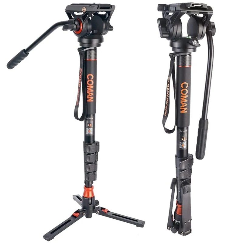 

COMAN Professional Fulid Head Monopod with Tripod Base for Canon Nikon Sony DSLR Cameras Max 10KG for Video Travel Tripod Stand
