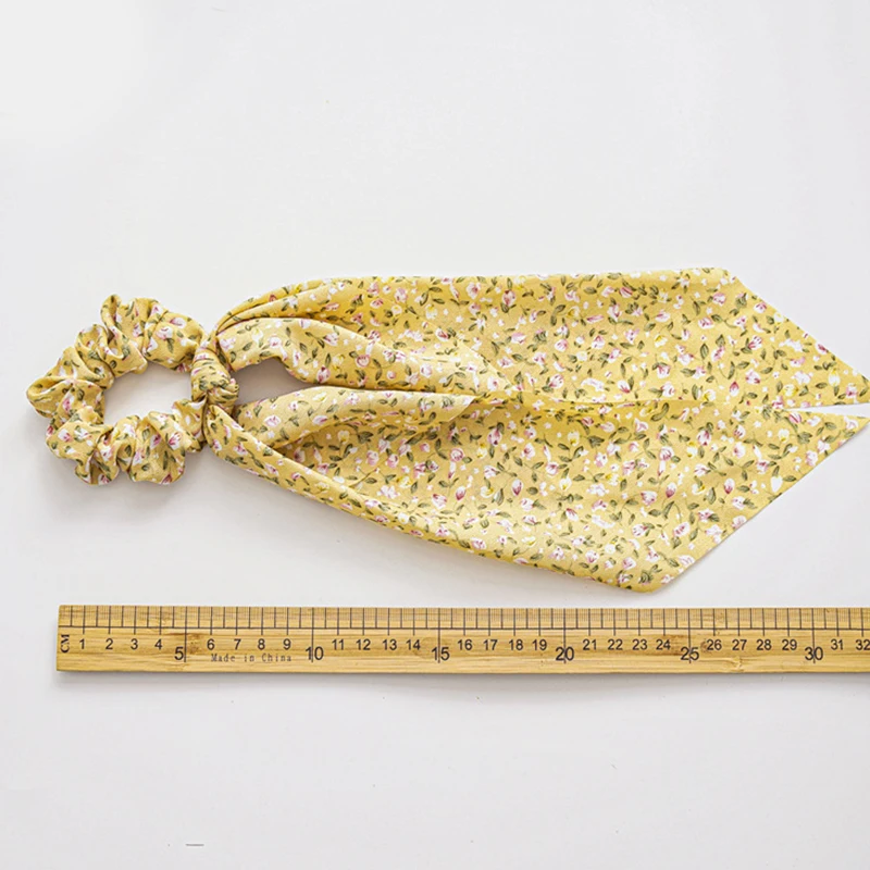 

Fashion Floral Print Bow Satin Long Ribbon Scrunchies Women Girls Elastic Hair Bands Ponytail Scarf Hair Tie Hair Accessories