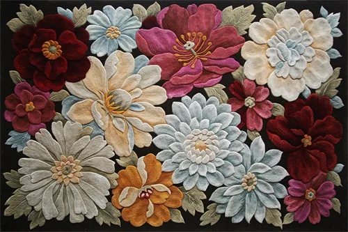 

3D Three Dimensional European Flower National Style Carpet Bedroom Living Room Sofa Crystal Velvet Printing Anti Slip Floor Mat