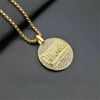 stainless steel last supper pendant gold color iced out bling zircon round necklace for men fathers day gift hip hop jewelry