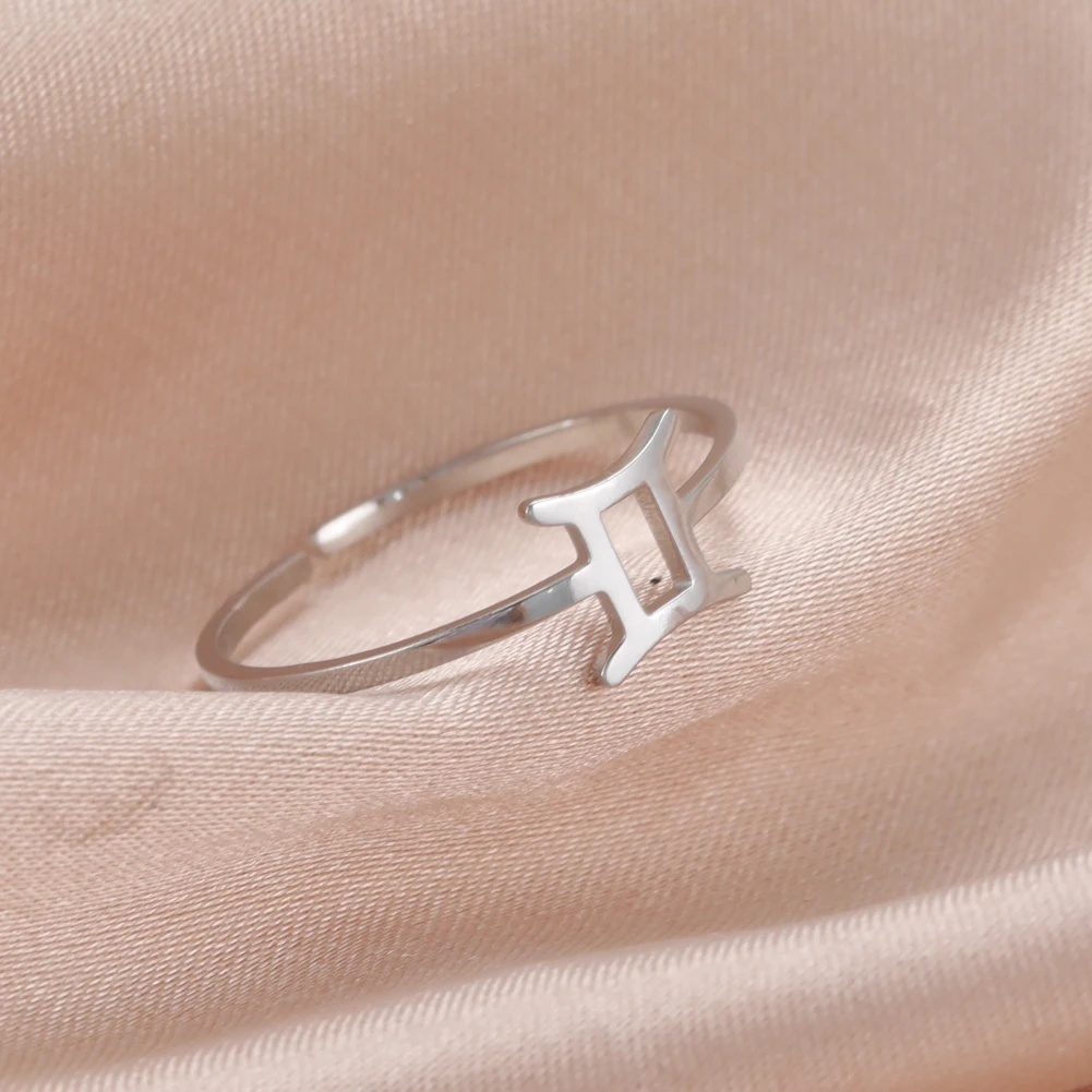 Teamer зодиакальное кольцо для женщин регулируемые минималистичные кольца на палец