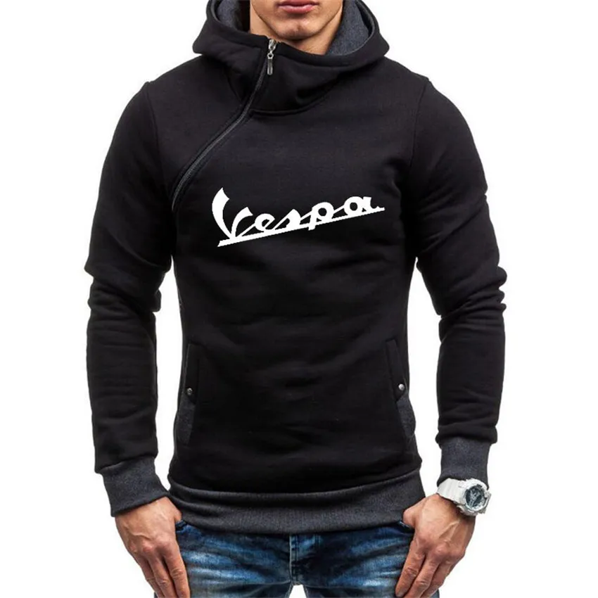 Мужская толстовка VESPA Черный Повседневный пуловер на молнии с принтом