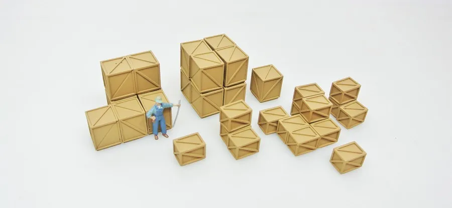 

HO 1/87 simulation wooden frame cargo box model train decor scene station 10pcs