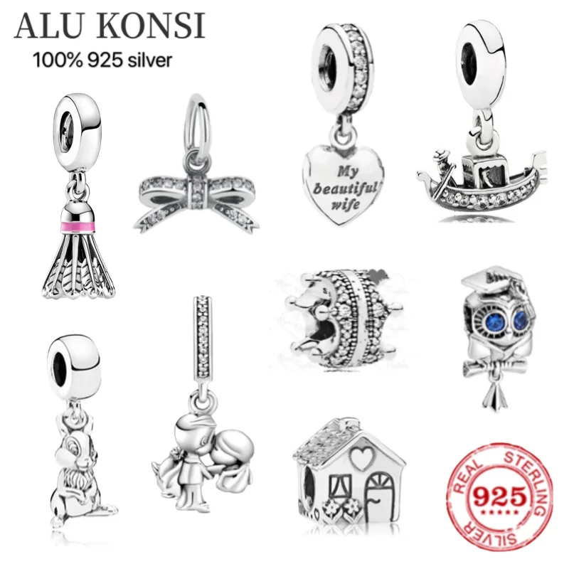 

Hot Sale 100% Real 925 Sterling Silver pando Bead Love heart for WomenFit Original Charm bracelet DIY perfume bowknot Jewelry