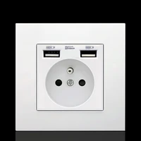 french standard electrical socket white pc panel wall socket 2 usb france wall outlet 16a 110v 250v