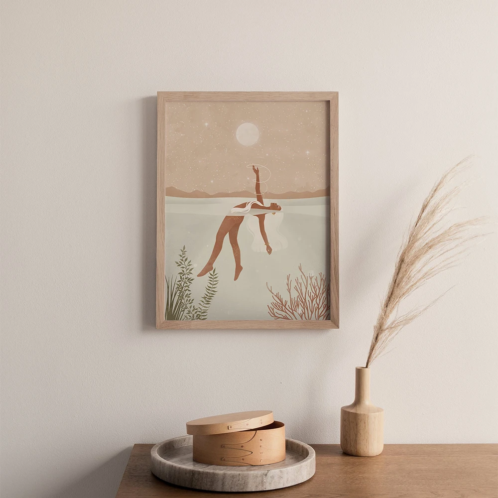 

Abstract Poster Spiritual illustration Canvas Painting Moon Girl Art Print Vintage Wall Picture For Living Room Home Decor