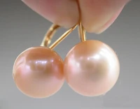 new unique woman pearl jewelry 12mm natural pink oblate round freshwater pearl earrings 14k20 gold hook wedding birthday gift