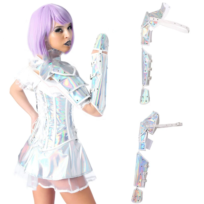 

Винтажные Серебристые кулоны PU кожаная шаль на одно плечо с рукавами научной фантастики стимпанк рука стиль ретро; Готический стиль; Стиль Косплей Ремни Аксессуары