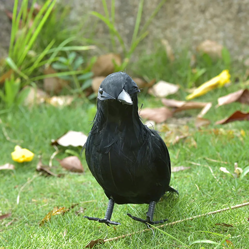 

Prop Scary Decoration Bird Repellent Simulation Crow Ornaments Black Raven King Road For Party Supplies Wire Feather