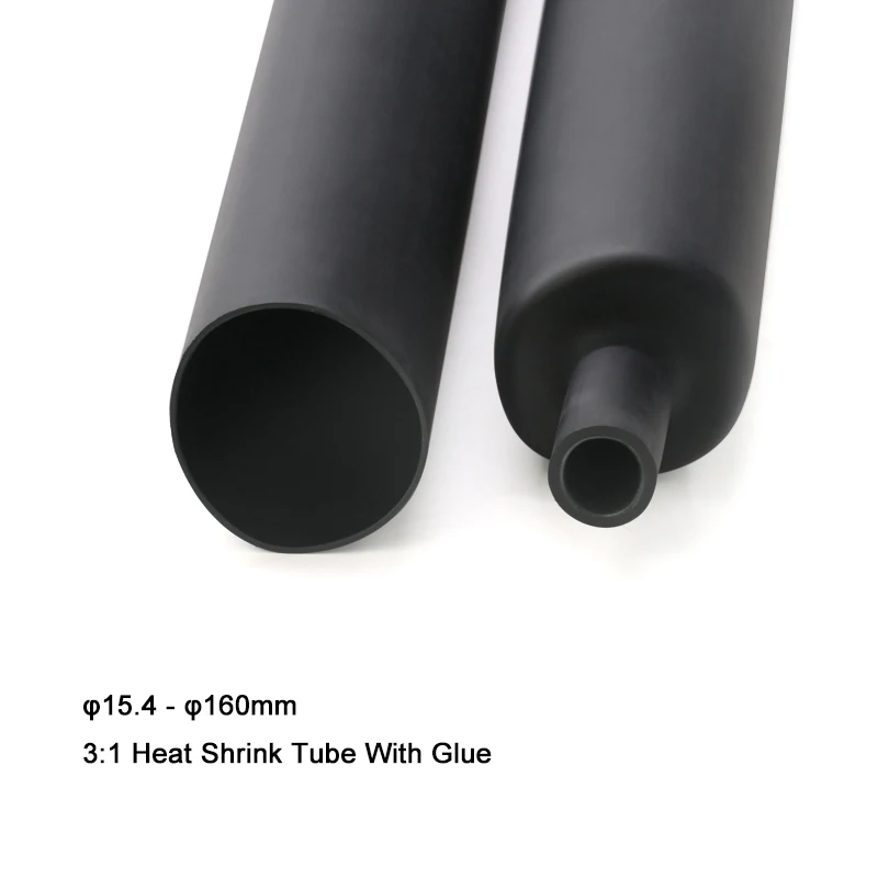 

1.22 Meters Black 3:1 Heat Shrink Tube With Glue 15.4-160mm Dual Wall Adhesive Lined Sleeve Wrap Tubing