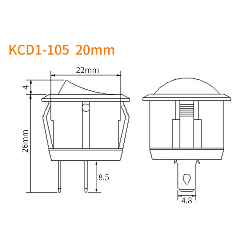 

5 pieces of 20mm diameter mini small round rocker switch 6A250V black and white red 2-pin power rocker switch rocker switch KCD1