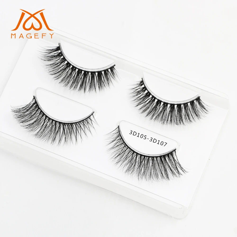 MAGEFY 2 пар/упак. 3D норковые ресницы с упаковочной коробкой ручная работа полные