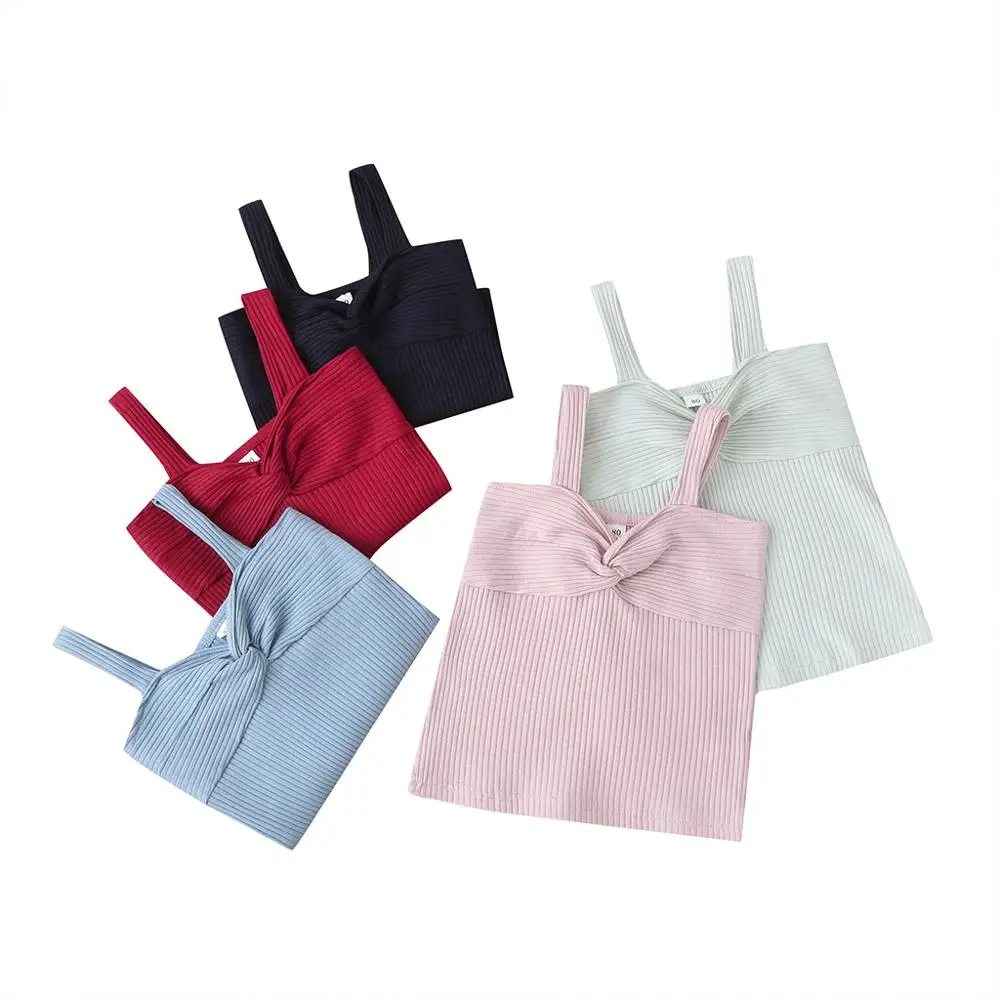 

0-3Y Summer Infant Baby Girls Vest Tops Bowknot Solid Sleeveless Pullover Vest Shorts Tops 4 Colors
