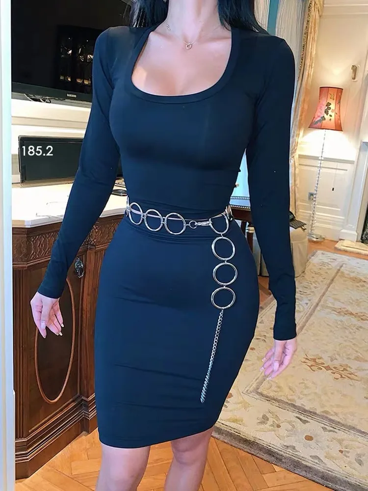 

Long sleeve elastic top women's autumn and winter sexy tight bottoming waist short open navel U-neck trend basic white black