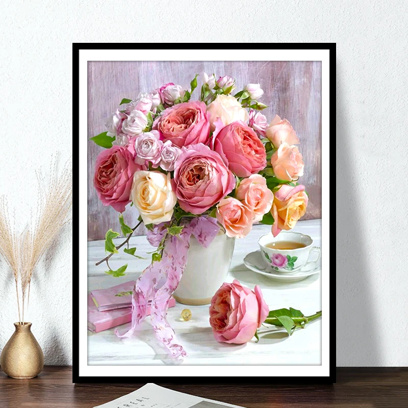 Набор для вышивки сделай сам крестиком с цветами и розами 11CT точная печать DMC