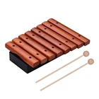 Музыкальный инструмент, деревянный ксилофон с 8 нотами, включает в себя 2 деревянных молотка для детей Обучающие музыкальные игрушки