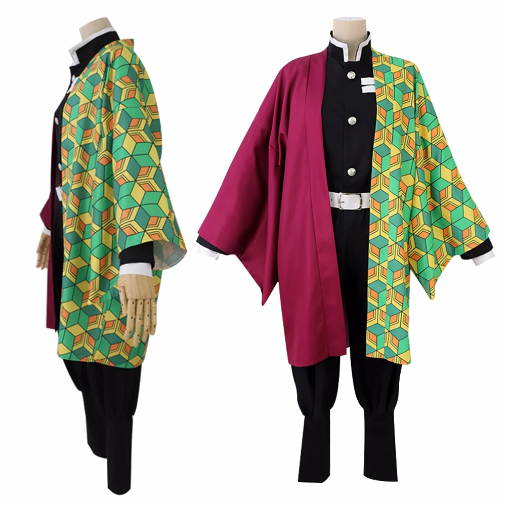 Demon Slayer Kimetsu no Yaiba Kamado Tanjirou Kamado Nezuko Cosplay Costume Agatsuma Zenitsu Tomioka Giyuu Full Set Kimono Wig