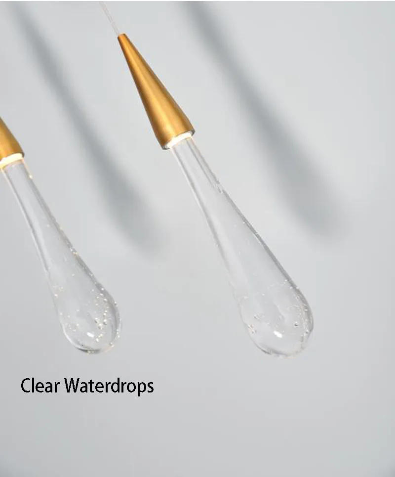 Clear Water Drops Новое поступление капель воды люстры лестницы люстра фойе люстры дуплексные здания большие люстры блеск освещения - Цвет абажура: Clear Water Drops