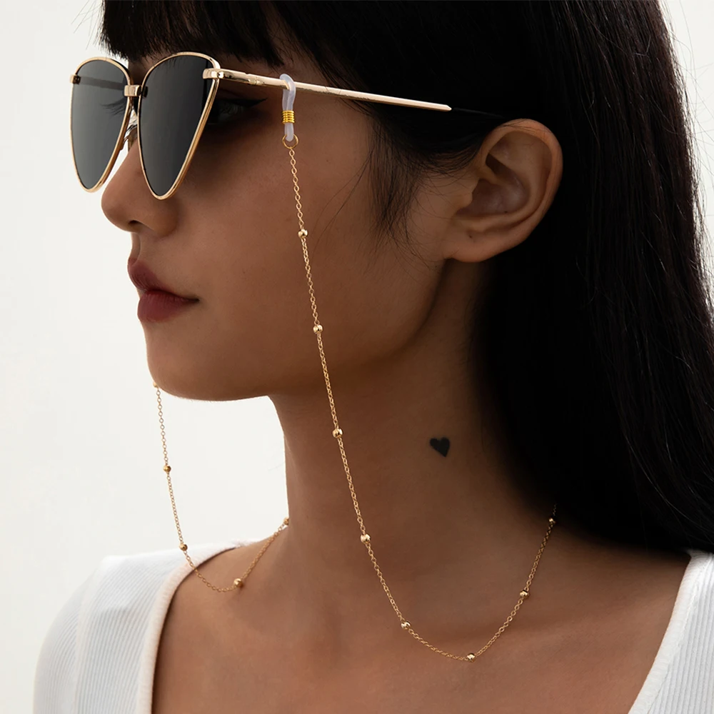 

Punk Iron Balls Chain Long Necklace/Glasses Fashion Neck Strap Metal Glasses Women Jewelry Decoration Accessories Cool Girl