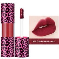 leopard print lip glaze moisturizing hydrating waterproof long lasting easy to spread non stick cup 6 color lipstick makeup 1pcs