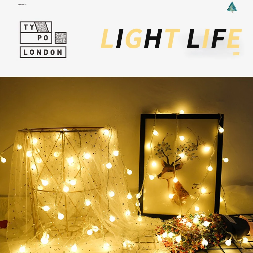 

Waterproof Garland Fairy String Lights LED Battery Light String Decoration LED Ball Garland Lights For Home Bedroom Decor 3M
