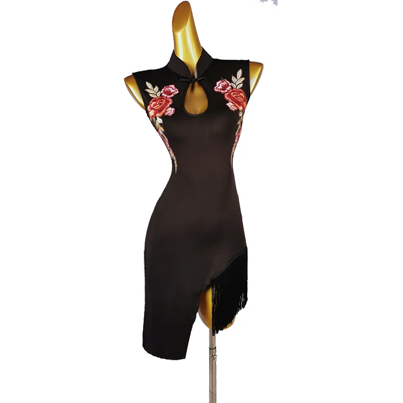 Женское платье для латиноамериканских танцев соблазнительное танцевальное без