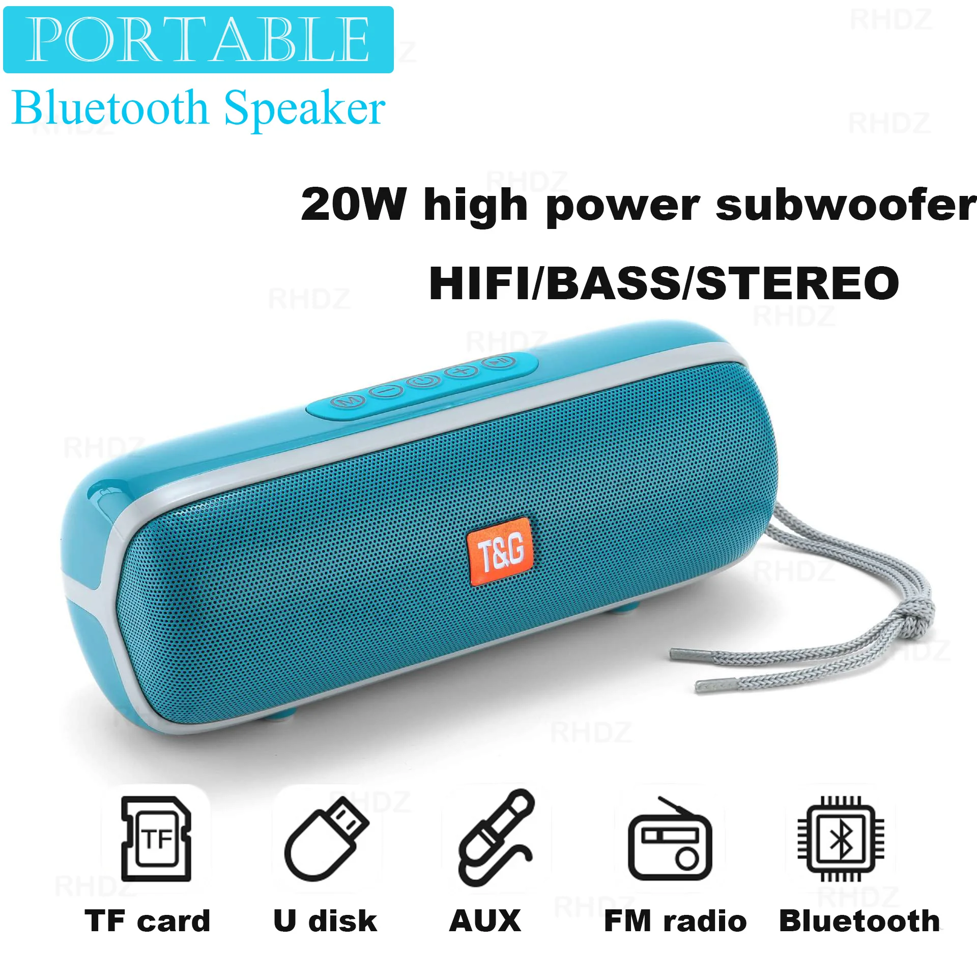 Портативная беспроводная Bluetooth-Колонка 20 Вт, мощная звуковая панель с сабвуфером, Hi-Fi стерео музыкальная шкатулка, звуковая система с поддержкой FM-радио