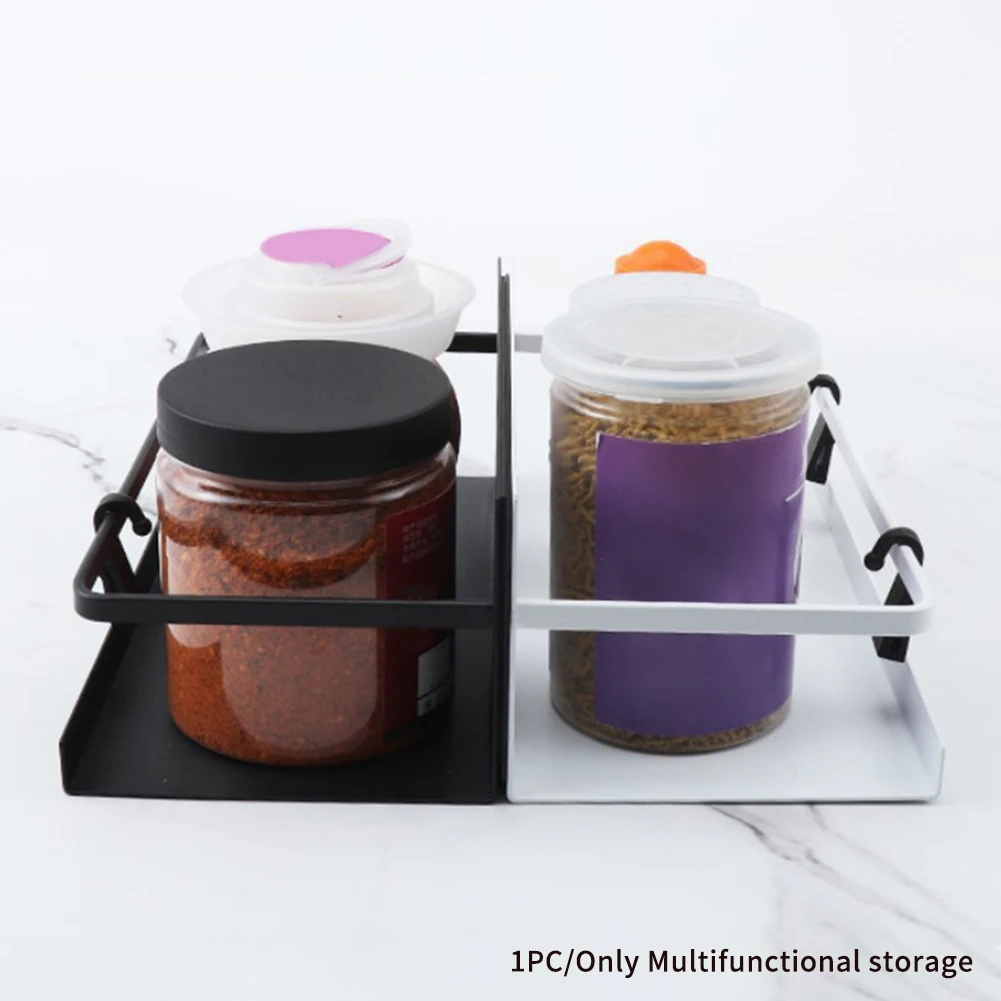 

2pcs Durable For Refrigerator Kitchen Tools Iron Side Mounted Magnetic Storage Rack Home Organizer Towel Bathroom With Hooks