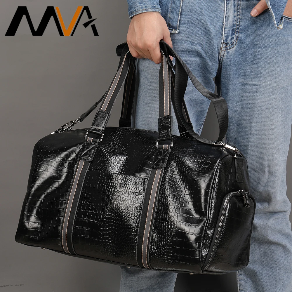 MVA Genuine Leather Men 's Travel Bag Soft Real Leather Cowhide Carry Hand Luggage Bags Travel Shoulder Bag Male Crossbody Bags
