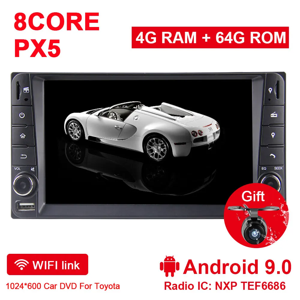 Android 9.0 4G 64G Eunavi 2 din 7 ''Восьмиядерный Android 9,0 Автомобильный мультимедийный gps для Toyota Terios Старый Corolla Camry Prado RAV4 Радио Стерео RDS wifi - Цвет: Android 9.0 4G 64G