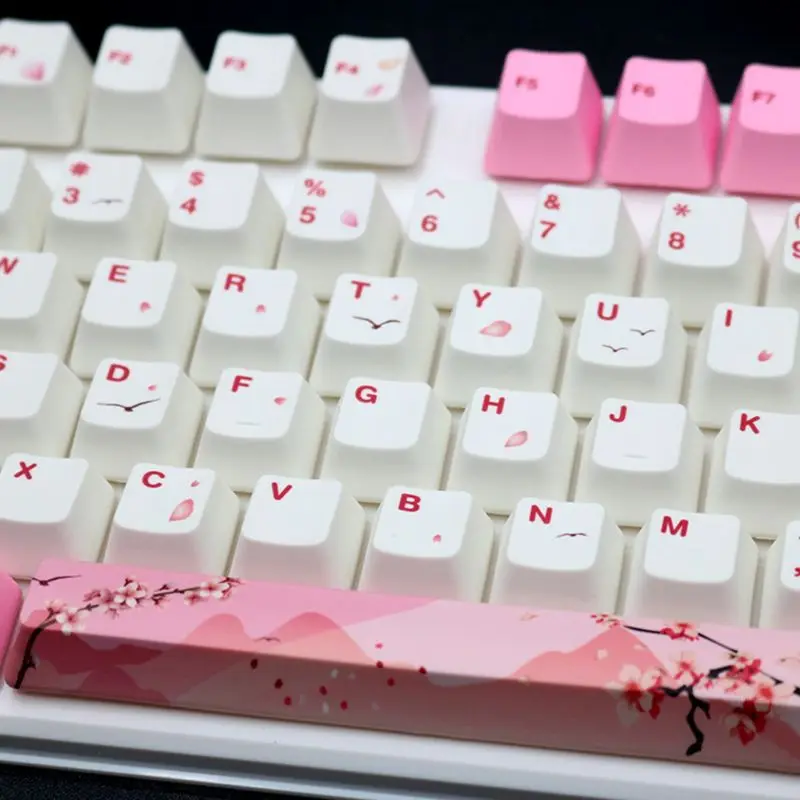 

1 Set Replaceable PBT 104 Pcs KeyCaps OEM Height Colorful Matching Key Cap for Mechanical Cherry MX Switch