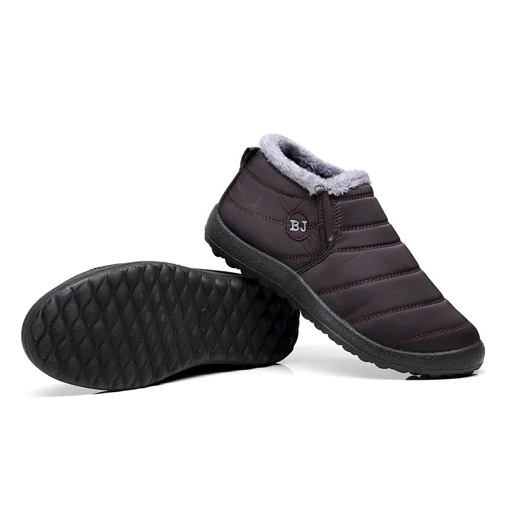 

SAGACE Boots Men Winter Shoes Men Solid Color Keep Warm Ankle Boots Plus Velvet Boot Flat Snow Boots