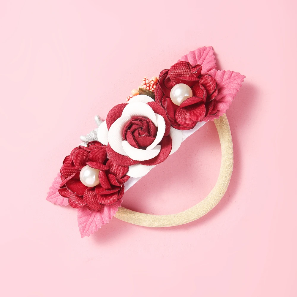 7 шт. повязка на голову с розовыми цветами для маленьких девочек нейлоновые