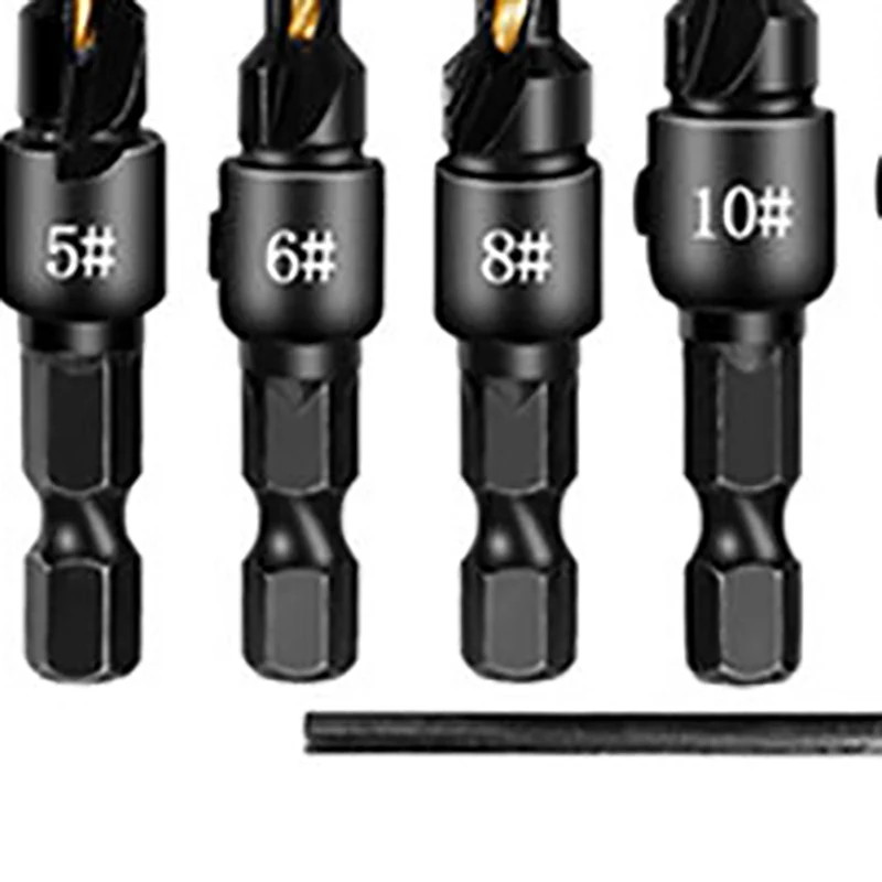 

10Pcs Claw Type Cork Puncher Chamfer Cutter Drill Bit Countersunk Bit Drill 1/4 Inch Hexagon Wrench Tool Set
