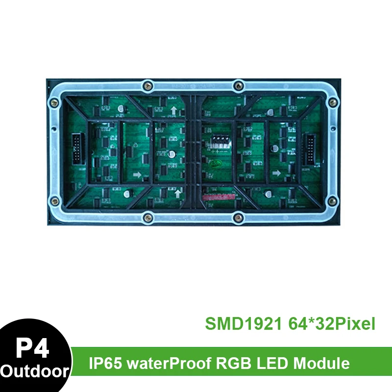 

P4 Outdoor RGB LED Matrix 64x32 Pixels SMD1921 Video Display Full Color Panel Module IP65 Waterproof Sign Board 256*128mm