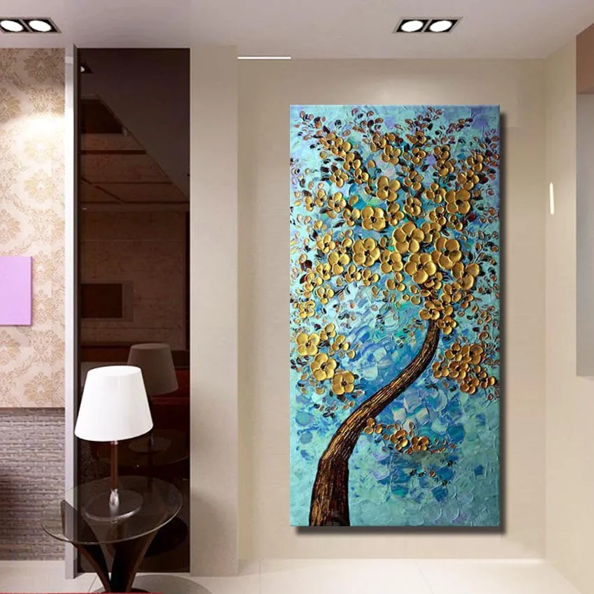 Горячая Распродажа ножей густая масляная Картина на холсте красивые цветы