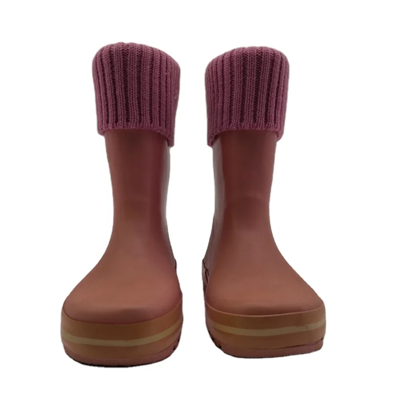 

Solid Light Pink Wellies Rain Boots Waterproof Rain Shoes For Girls Women