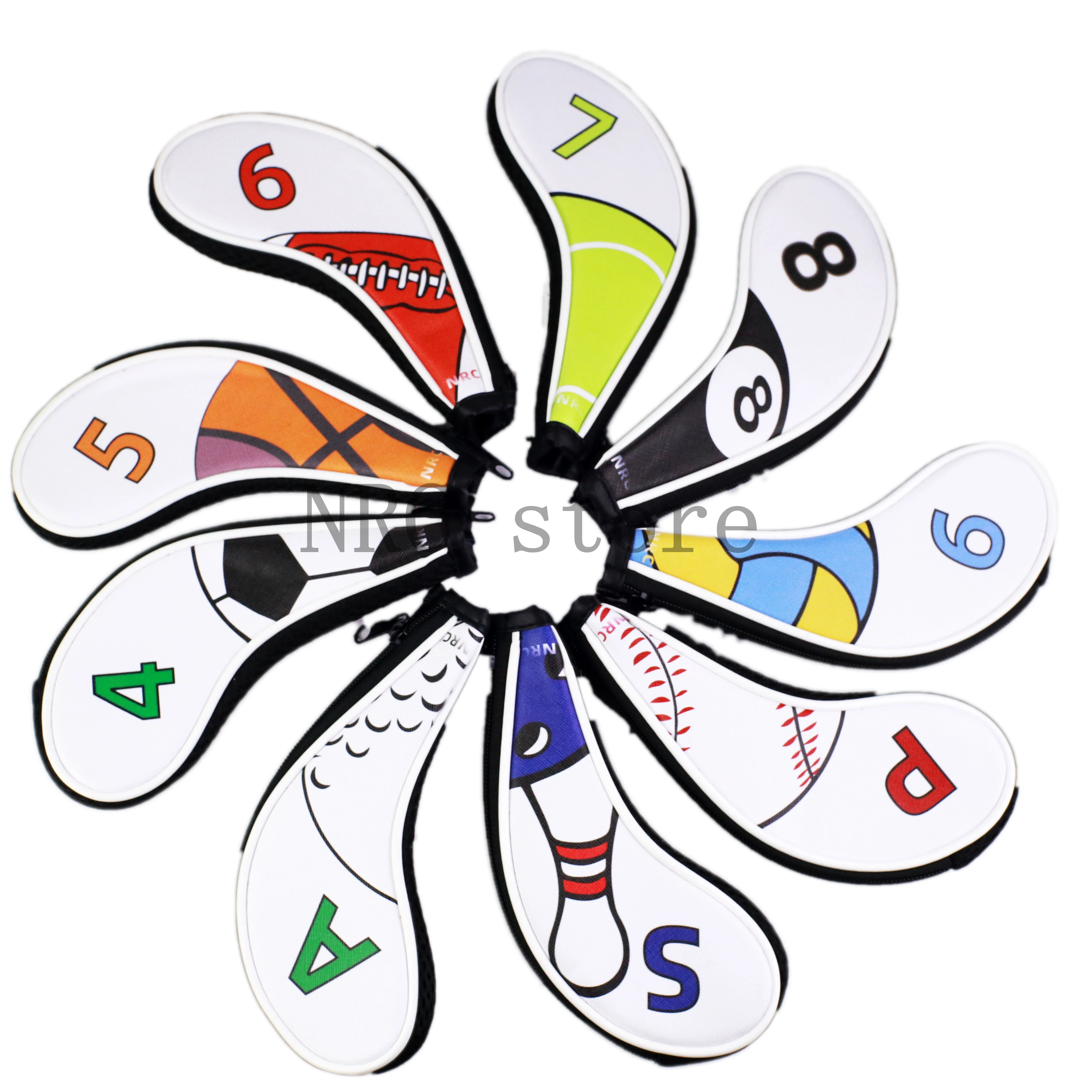 Металлические головные уборы NRC для гольфа 9 шт. (4 5 6 7 8 P S A) набор с защитным чехлом