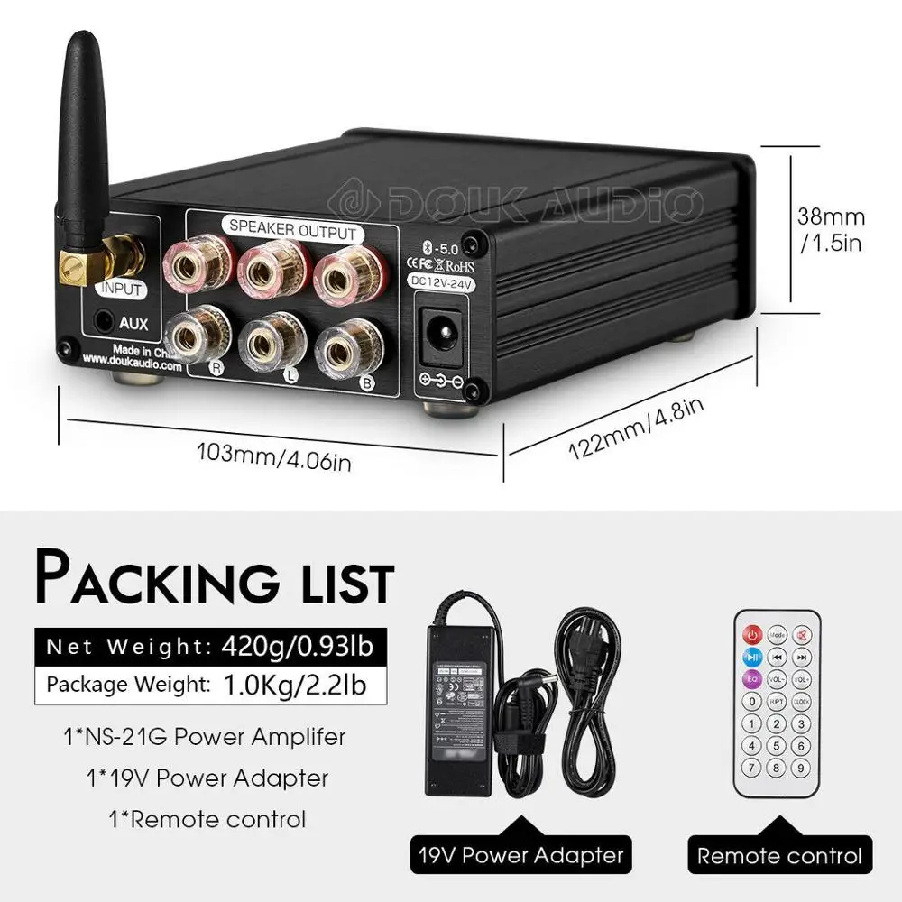Усилитель мощности Douk audio Mini Bluetooth 5 0 класс D 2 1 Hi-Fi стерео аудио сабвуфер Amp USB/ AUX/