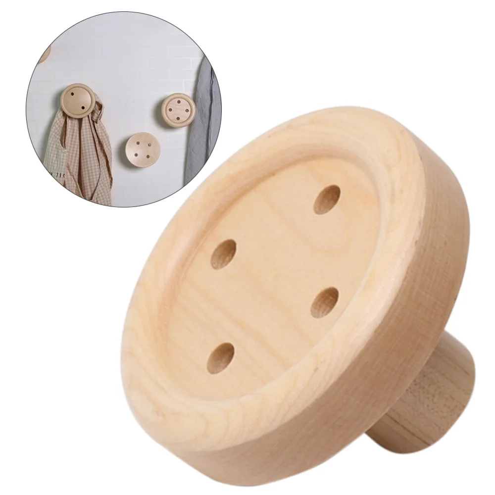

Creative Wooden Button Coat Hooks Wall Mounted Coat Hanging Hooks for Living Room and Bathroom(A Style)